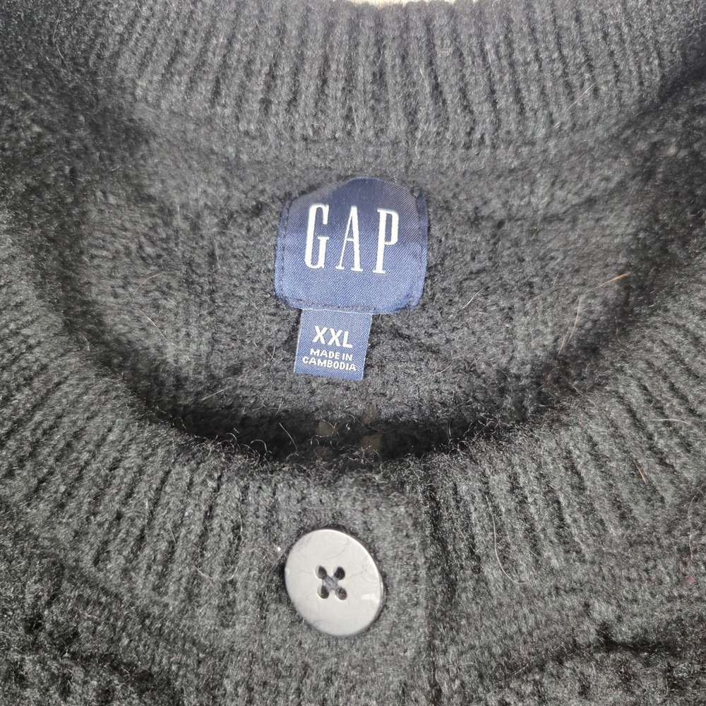 Gap Femme Pointelle Cardigan Women XXL Black Excellent Wool Alpaca Knit Sweater - Picture 3 of 10